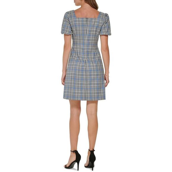 DKNY Womens Gray Plaid Mini Daytime Sheath Dress NWT - Picture 2 of 3